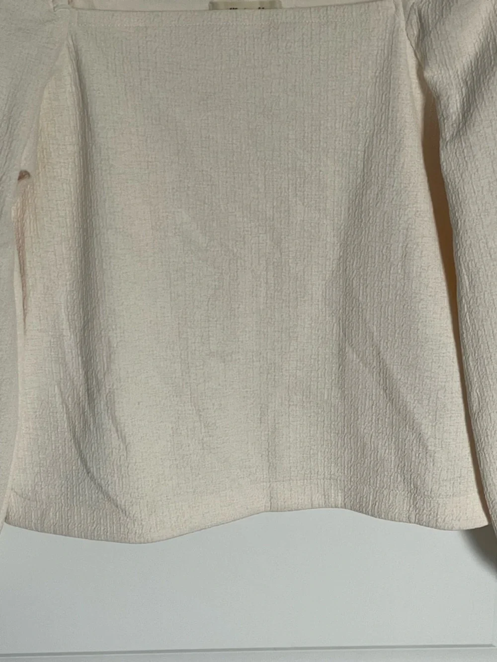 Madewell Antique Cream Crepe Square-Neck Puff-Sleeve Top Size XS 54368